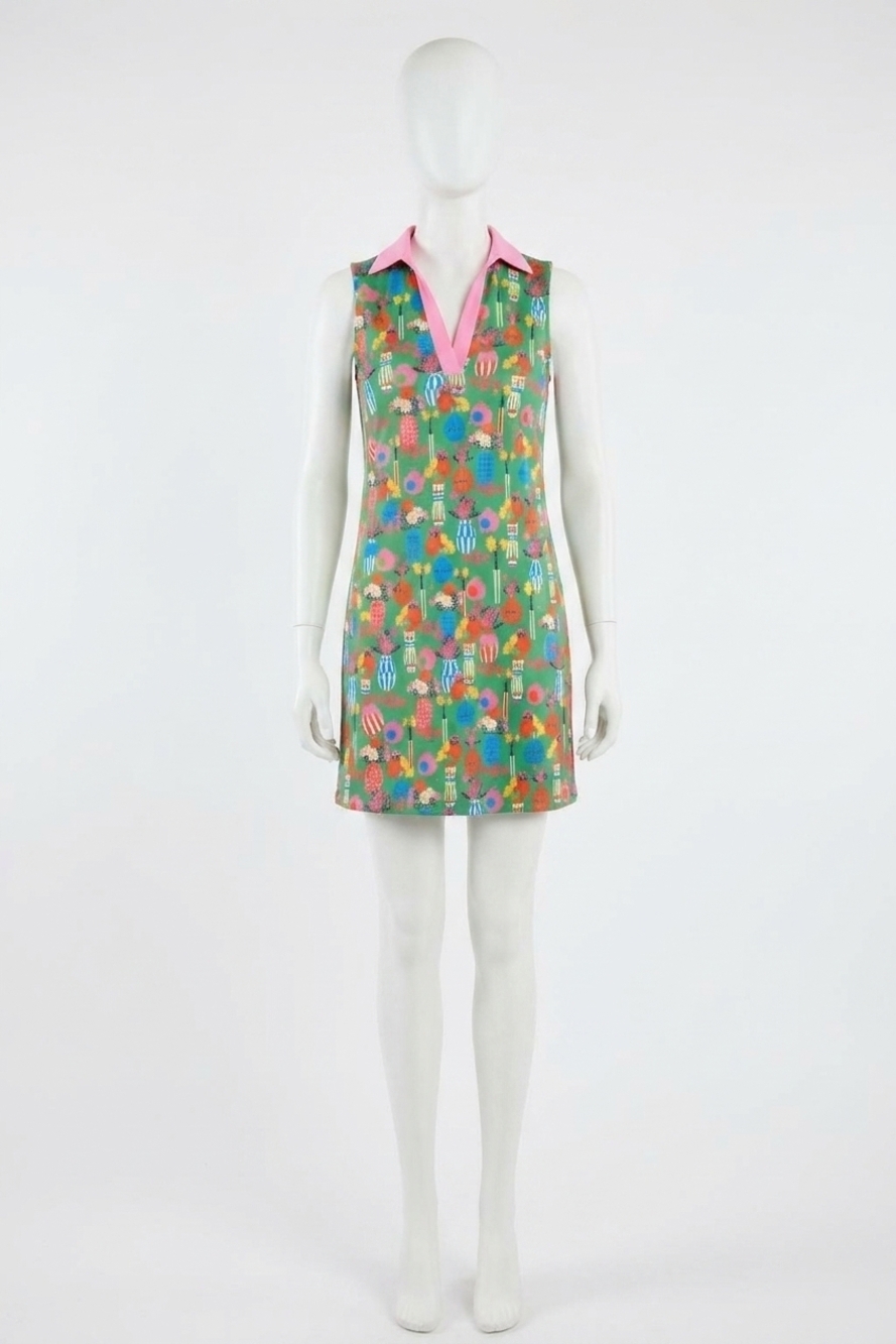 NEW ALDEN ADAIR azalea mini dress in green chantilly